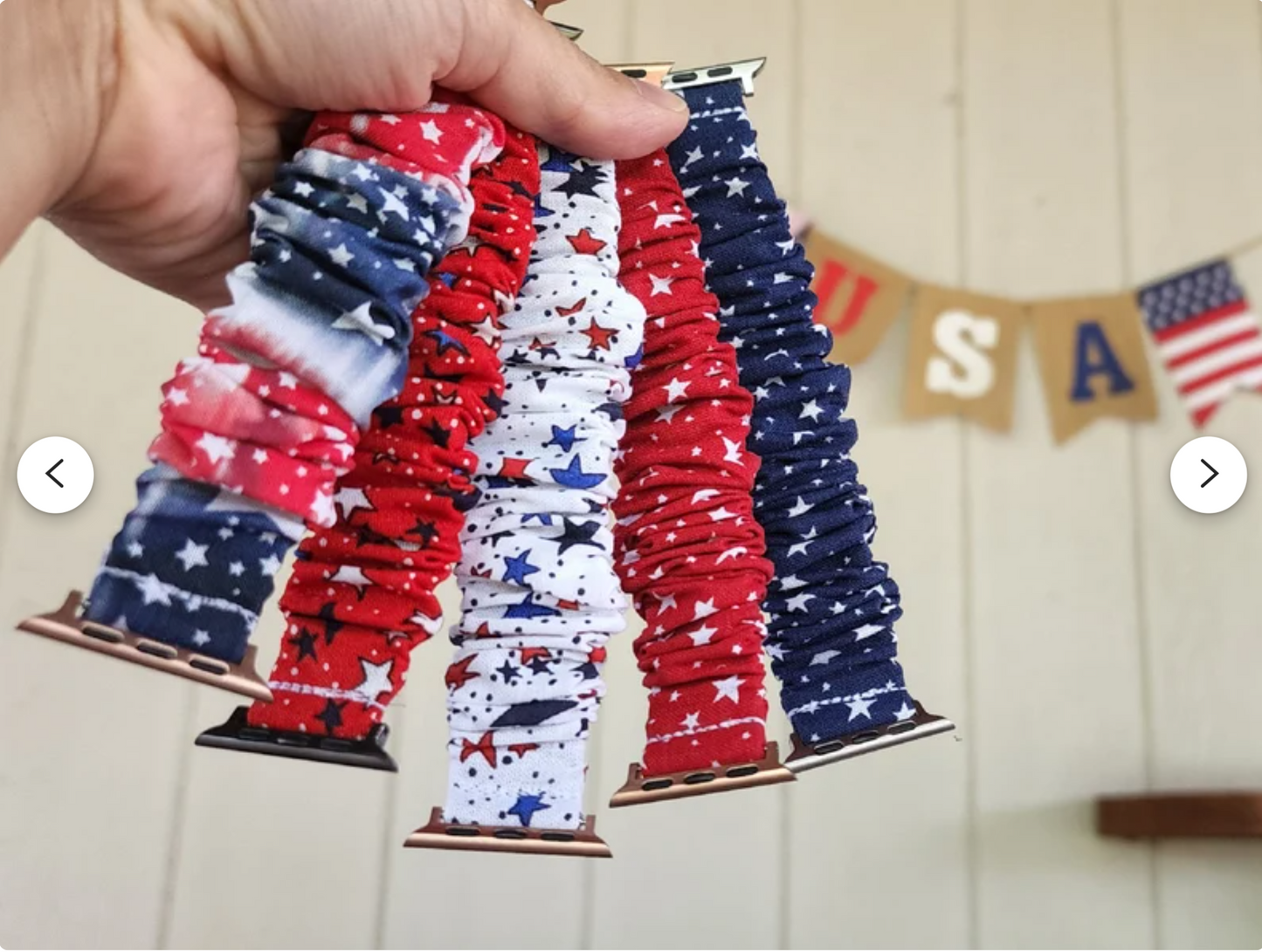 4th of July Patriotic Tie dye Scrunchies Watch Band for Apple Watch 38mm 40mm 41mm 42mm 44mm 45mm 49mm Ultra