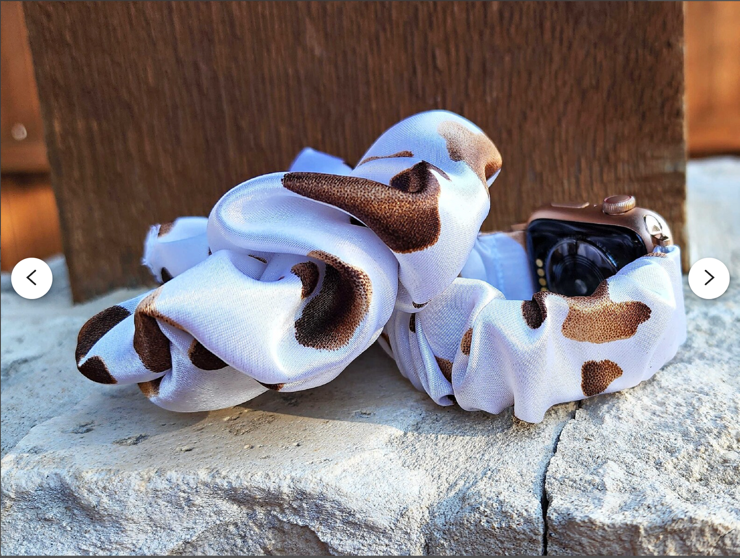 Brown Cow Print Scrunchies Watch Band for Apple Watch 38mm 40mm 41mm 42mm 44mm 45mm 49mm Ultra