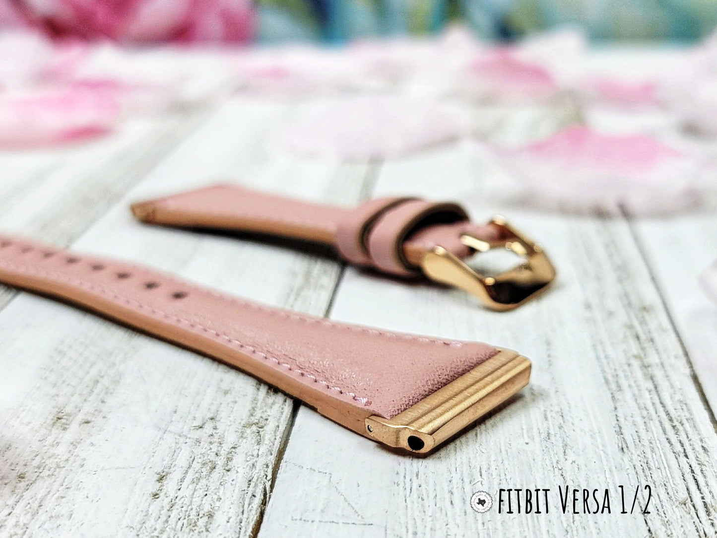 Rose Pink Fitbit Sense Band for Woman, Fitbit Versa 3 2 1 Leather Straps, Apple Watch Band 38/40/41/42/44/45 mm, Personalized Valentine Gift