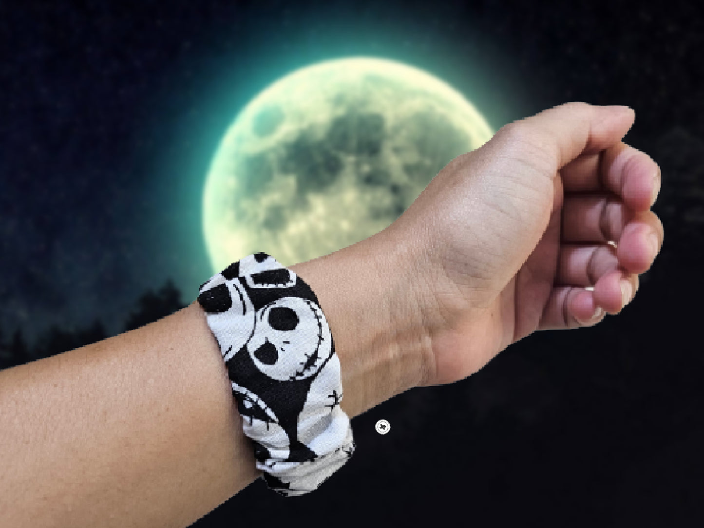 Jack Skellington Face Scrunchies Band for 20mm Samsung Galaxy Active 2, Watch 4, Watch 5, Watch 6