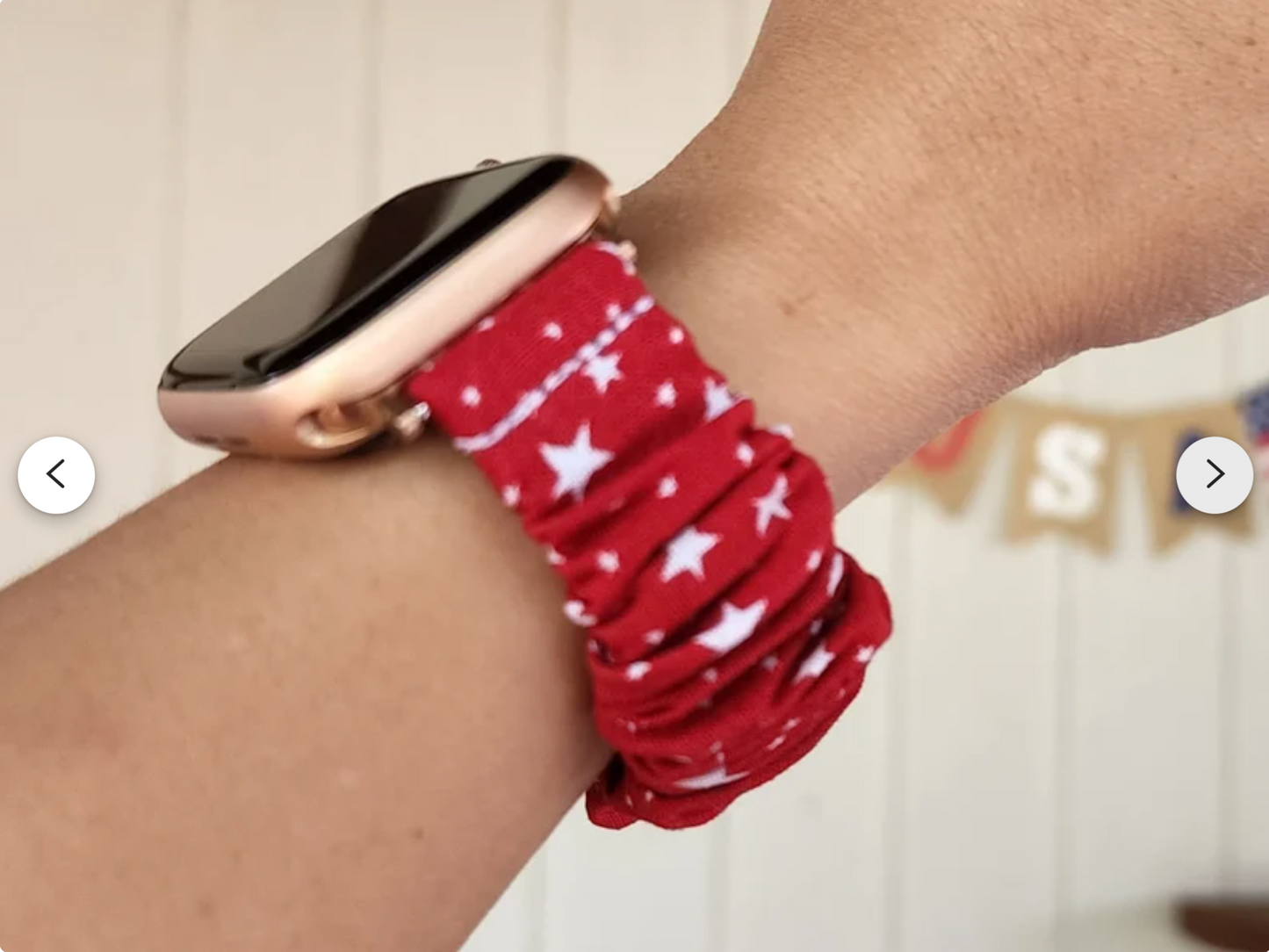 4th of July Patriotic Star Scrunchies Watch Band for Apple Watch 38mm 40mm 41mm 42mm 44mm 45mm 49mm Ultra