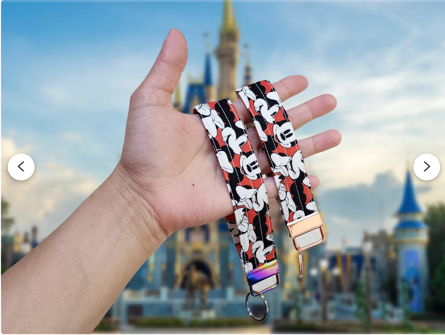 Disney Minnie Mouse Fabric Key Fob, Custom Wristlet Key Fob, Wrist Keychain