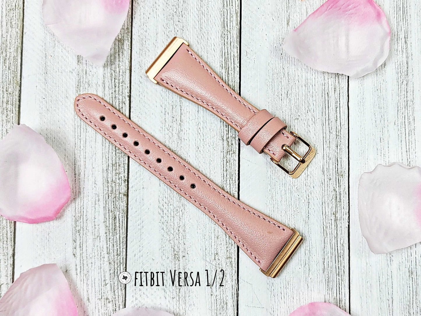 Rose Pink Fitbit Sense Band for Woman, Fitbit Versa 3 2 1 Leather Straps, Apple Watch Band 38/40/41/42/44/45 mm, Personalized Valentine Gift