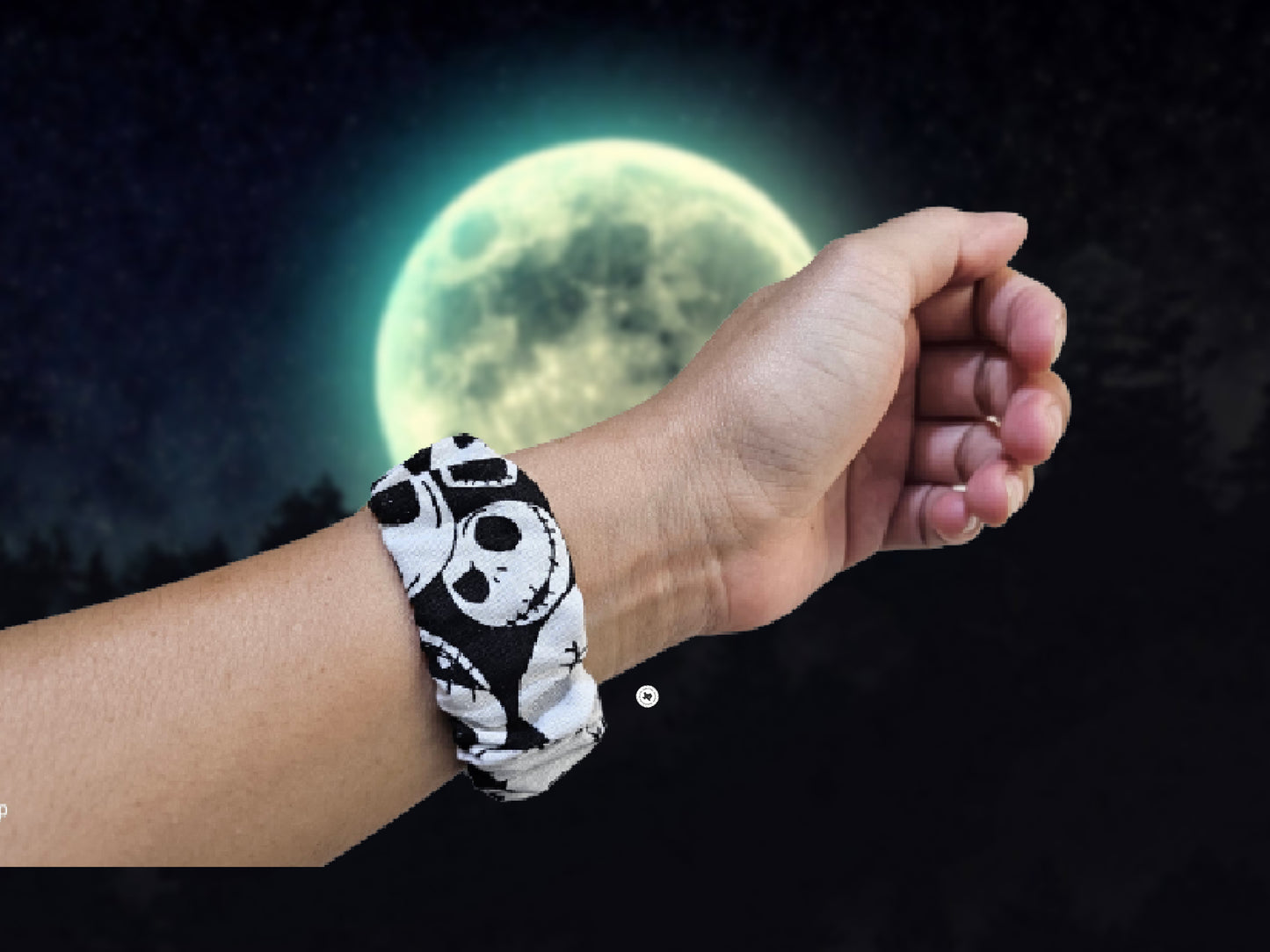Jack Skellington Face Scrunchies Band for 20mm Samsung Galaxy Active 2, Watch 4, Watch 5, Watch 6
