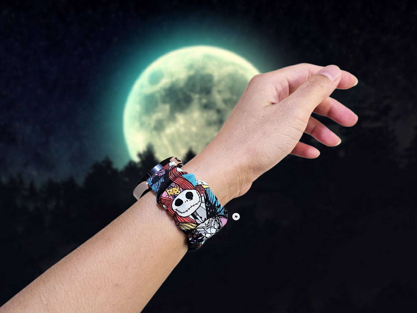 Jack Skellington & Sally Stitches Scrunchies Band for 20mm Samsung Galaxy Active 2, Watch 4, Watch 5, Watch 6