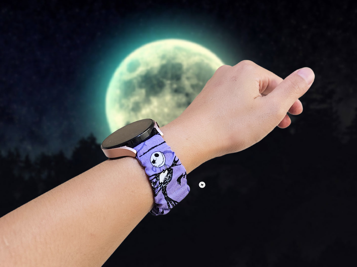 Jack Skellington Scrunchies Band for 20mm Samsung Galaxy Active 2, Watch 4, Watch 5, Watch 6