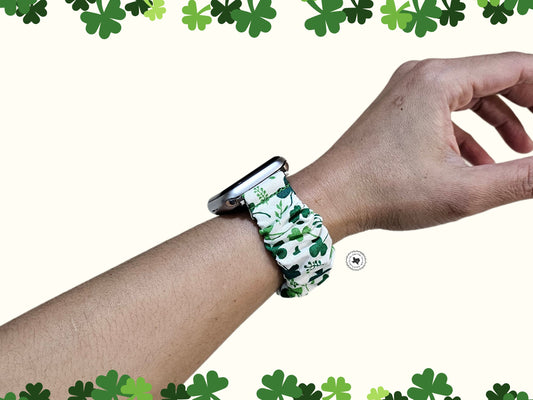 Mini Shamrock Lucky Clover St Patricks Day Irish Scrunchie Watch Band for Apple Watch 38-40-41mm 42-44-45mm 49mm Ultra