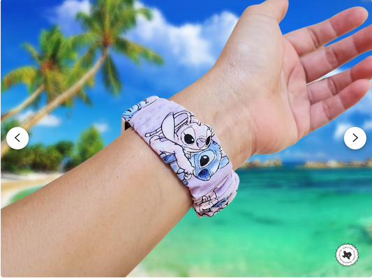 Disney Stitch & Angel Scrunchies Watch Band for Apple Watch 38-40-41mm 42-44-45mm 49mm Ultra